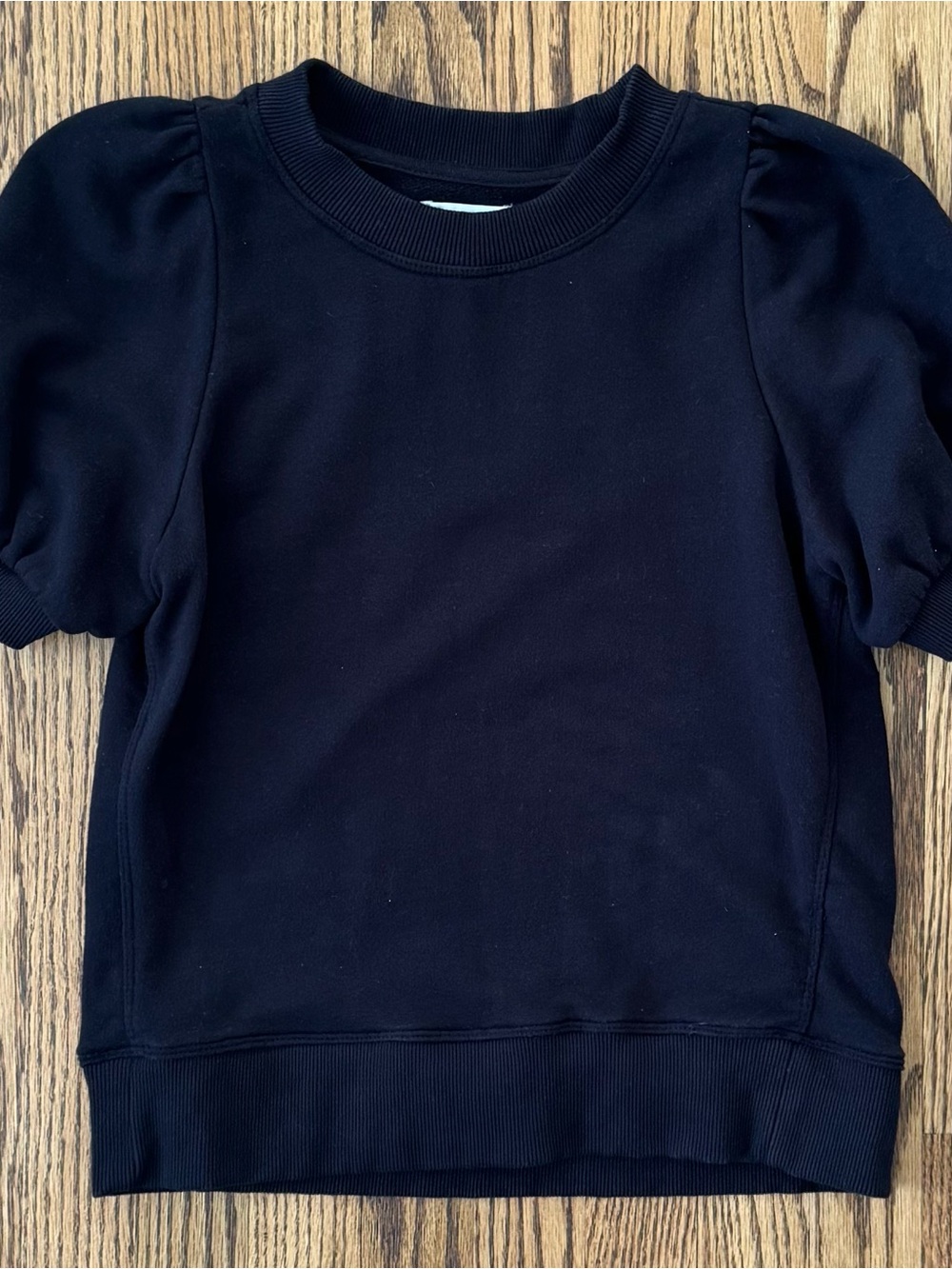 Maeve Black Puff Sleeve Crewneck Sweatshirt Tee
